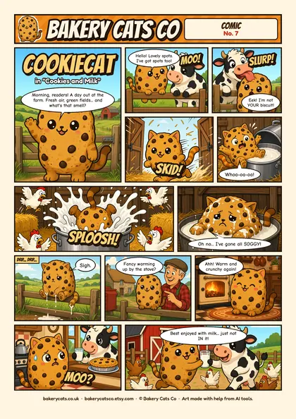 Cover of the Bakery Cats Co comic Cookies and Milk, starring Cookiecat
