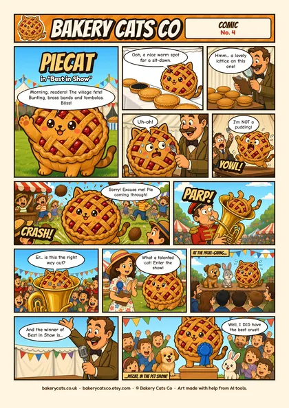 Cover of the Bakery Cats Co comic Best in Show, starring Piecat