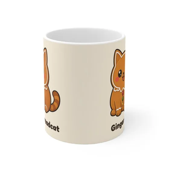 Etsy listing photo of the Gingerbreadcat 11oz mug